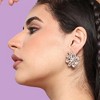 SOHI Women's Crystal Silver Cristal Flora Stud Earrings - 3 of 4