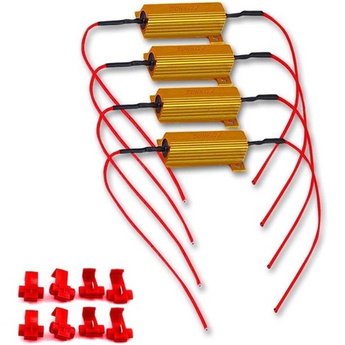 Zone Tech 50w Led Load Resistors - 4-pieces For Led Turn Signal Lights Or Led License Plate Lights Or Drl (fix Hyper Flash, Warning Canceler) :