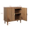 Wood 2-Door Sideboard Buffet Cabinet with Line Groove Design, Adjustable Shelves for Living Room, Entryway, Hallway, Office, Kitchen - 2 of 4