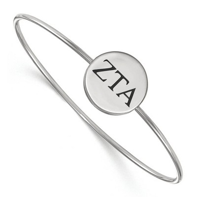 Black Bow Jewelry Sterling Silver Zeta Tau Alpha Greek Life Bangle Bracelet 7 Inch