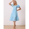 INSPIRE CHIC Women's Floral Sweetheart Neck Puff Short Sleeve A-Line Midi Dress - 2 of 4