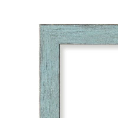 Sky Blue Rustic Wood Framed Bathroom Vanity Mirror