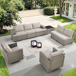 Outdoor Sectional Sofa Patio Furniture Sets with Thickened Cushions - 1 of 4