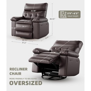 Oversized Wide Recliner Chair - PU Leather Large Manual Recliner for Adults,1.5X Sponge Filling and Easy Recline Mechanism for Relaxation - 1 of 4