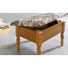 10" Storage Ottoman Oak - Ore International: Queen Anne Style, Embroidered Rose, Cotton Upholstery - 3 of 3