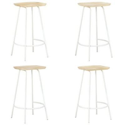 vidaXL Bar Stool Set of 4 Bleached wood and white