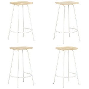 vidaXL Bar Stool Set of 4 Bleached wood and white - 1 of 2