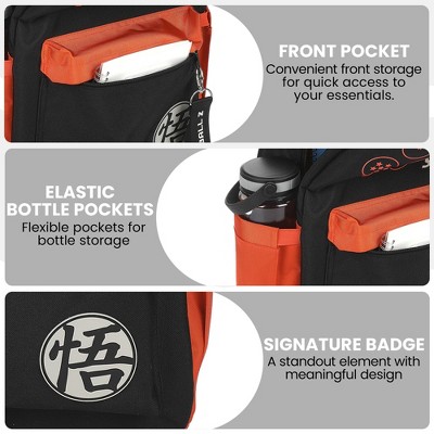 Dragon Ball Z Dragon Ball Line Art 16.5" Adult Black & Orange Backpack — фото 5