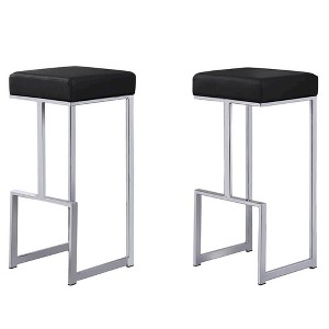 Best Master Furniture,Dorrington Modern Faux Leather Backless Bar Stool (Set of 2) - 1 of 2