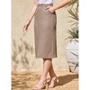 INSPIRE CHIC Women's Cotton Linen Casual Back Slit High Waisted Midi Skirt with Pockets - 4 of 4