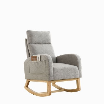 NicBex Polyester Glider Rocking Chair,Upholstered Nursery Rocking Chairs with High Backrest,Comfy Rocking Chair,Nursing Chair for Bedroom