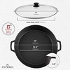 Cuisinel Cast Iron Skillet + Glass Lid + Red Chainmail Scrubber - 15"-Inch Dual Handle Braiser Frying Pan + Silicone Handle Covers. - 2 of 4