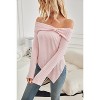 Womens Cute Bow Off Shoulder Knitted Sweater Tops Side Slit Pullover Trendy Y2k Aesthetic Clothes - 2 of 4