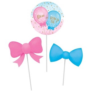 3ct Gender Reveal Balloon Print Centerpiece Sticks, Pink Blue