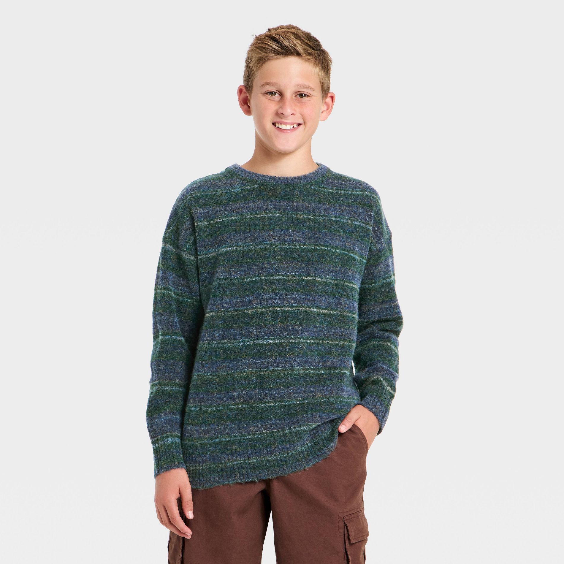 Boys' Striped Crewneck Pullover Sweater - art class™