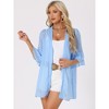 Allegra K Women's Short Bell Sleeves Summer Beach Cover-Up Cardigan - 3 of 4