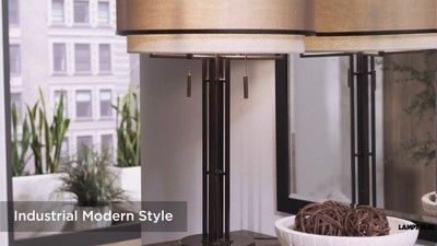 Andes 27" Oil-Rubbed Bronze Industrial Double-Shade Table Lamp