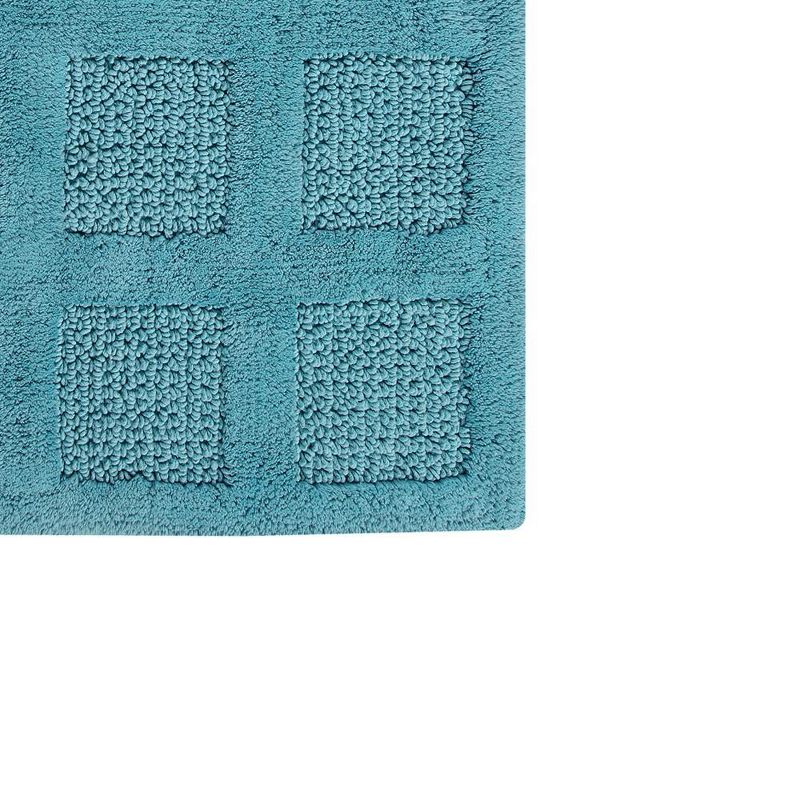 Square Honeycomb 100% Cotton Reversible Bath Rug Aqua by Knightsbridge, 2 of 5
