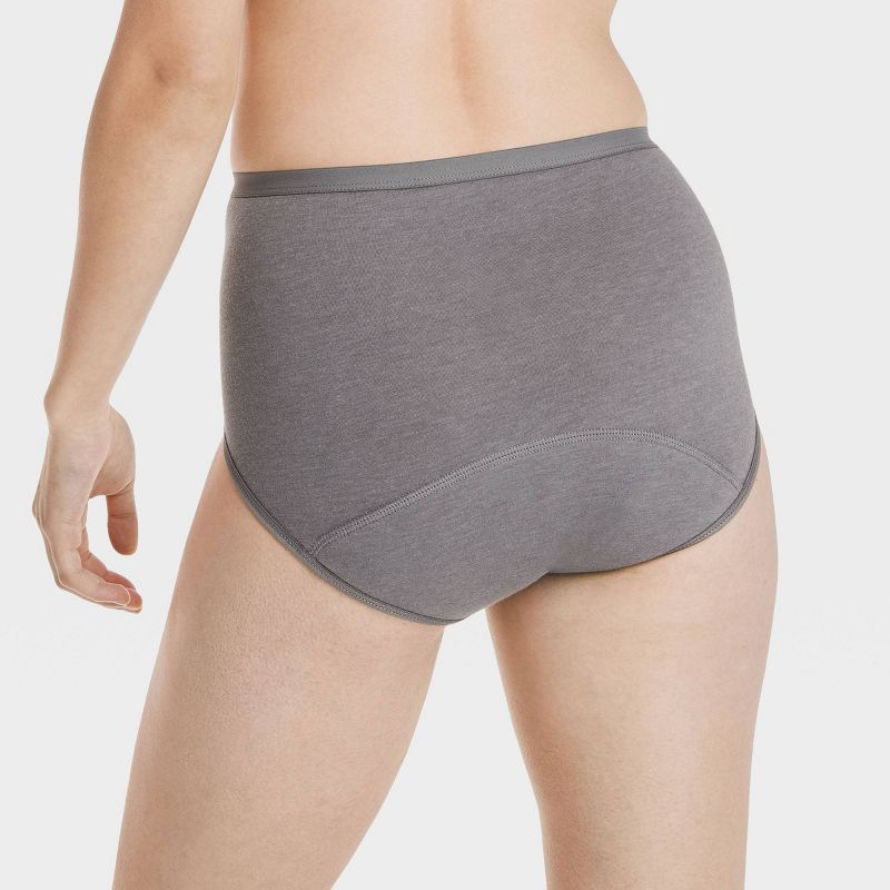 Hanes Women's 3pk Comfort Period Leakproof Moderate Briefs - Black/Gray, 6 of 8