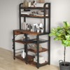 Bakers Rack with Power Outlet,Kitchen Microwave Stand,Coffee Bar Station Storage Shelves and Basket,Industrial Microwave Oven Rack Dining Living Room - 4 of 4
