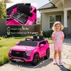 12V Electric Ride-On Car for Kids with Remote Control, Music, Lights & Suspension – Pink - 3 of 4