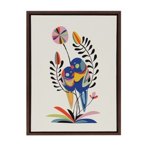 Kate and Laurel Sylvie Rainbow Lorikeet Framed Canvas by Rachel Lee of My Dream Wall, 18x24, Walnut Brown - 1 of 4