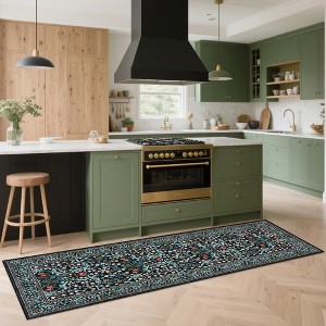 Boho Floral 8x10 Area Rug for Living Room Dining Room Washable Rug for Under Table Non-Slip Stain Resistant Floor Carpet for Bedroom Nursery Playroom - 1 of 4