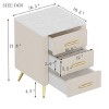 SEVOBAL Nightstands Upholstered Wooden Bedside Table with 3 Drawers and Marbling Worktop for Bedroom Storage, Beige, 16.3"*16.3"*21.8" - 4 of 4