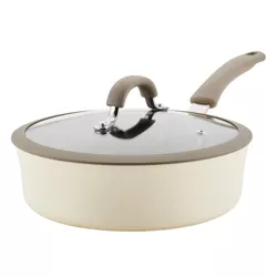 Rachael Ray Cook + Create 3qt Aluminum Nonsticke Saute Pan with Lid - Almond