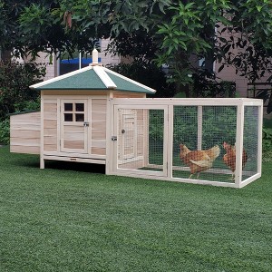 Akoasm 77 Inch Wooden Chicken Cage & Coop With Nesting Box,Removable Tray & Ramp For Outdoor-Natural - 1 of 4