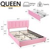 VECELO Upholstered Bed Frame with 1/4 Drawers and Adjustable Headboard, Twin/Full/Queen/King Platform Bed - 3 of 4