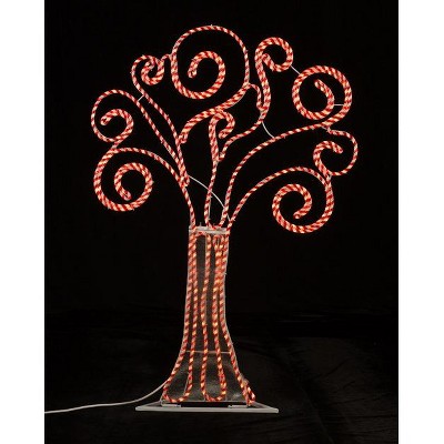 Roman 4' Pre-Lit Artificial Christmas Tree Peppermint Twist Swirl Decoration - Red Lights