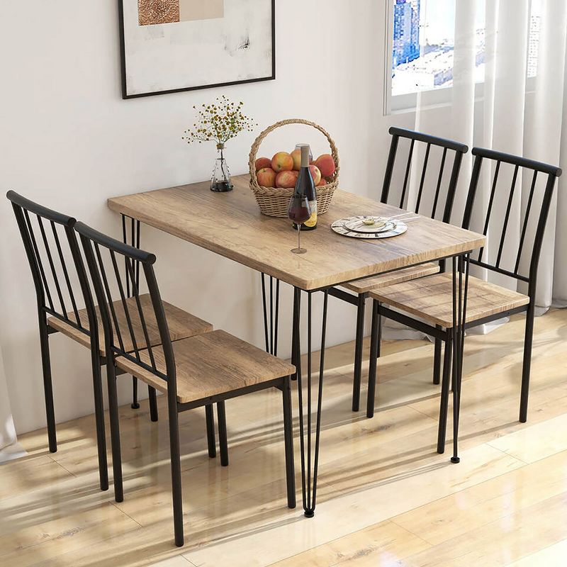 Tangkula 5-Piece Dining Table Set for Small Space Kitchen Table Set for 4 Natural, 3 of 11