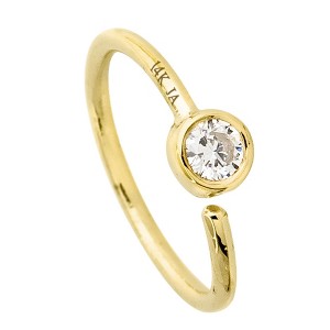 Jewelry Avalanche 20G 14K Gold Moissanite Nose Hoop Ring, Bezel Set, 8mm Twist-open - 1 of 4