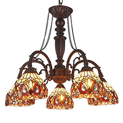 Chloe Lighting Serenity Tiffany-Style 5 Light Victorian Large Chandelier 27" Wide