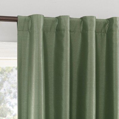 Moss Green Faux Silk Blackout Curtain Panel, 50" x 63"