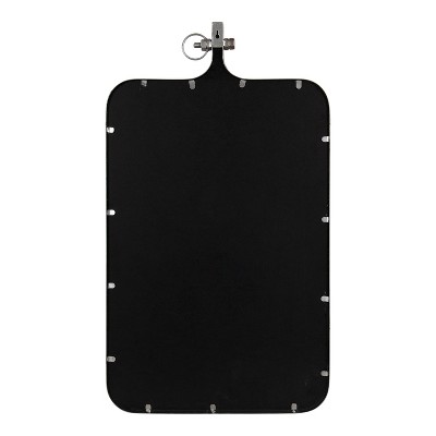 Distressed Silver Rectangular Wall Mirror with Ornamental Crown