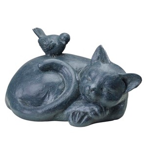 14" Sleeping Cat Statuary in Black Finish - Southern Patio - 1 of 4