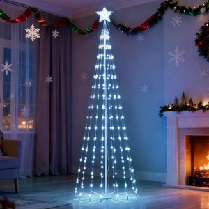 Joyfy 6 FT Animated Christmas Cone Tree Yard Lights Outdoor Decorations with 250 LED Light, Metal Stakes for Xmas Indoor Outdoor Garden Holiday Decor - 1 of 4