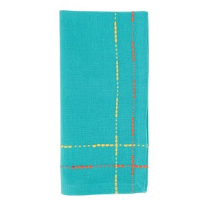 Saro Lifestyle Dobby Border Napkin, 18" Square, Turquoise (Set of 4) - 1 of 4