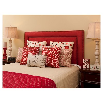 11.5"x18.5" French Postale Lumbar Throw Pillow Linen/Red - Pillow Perfect