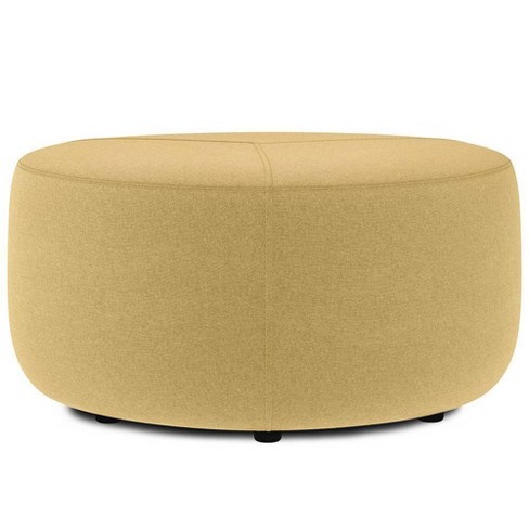 Wyndenhall Brea Large Ottoman Light Gray: Upholstered, Round, Padded ...