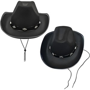 4E's Novelty 2 Pack Black Cowboy Hat – Kids Felt Cowgirl Hats for Boys, Girls, Teens - 1 of 2