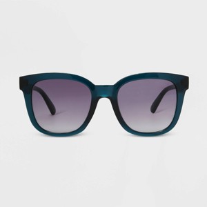 Women's Shiny Plastic Square Sunglasses with Gradient Lenses - Universal Thread™ Teal Blue - 1 of 2