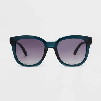 Women's Shiny Plastic Square Sunglasses with Gradient Lenses - Universal Thread™ Teal Blue