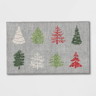 1'6"x2'6" Holiday Trees Process Print Holiday Accent Rug Gray - Threshold™