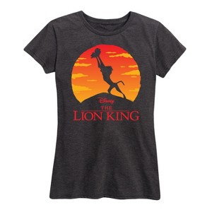 Women's The Lion King Baby Simba and Raifki Pride Rock Short Sleeve Graphic T-Shirt - Heather Charcoal - 2X - 1 of 4