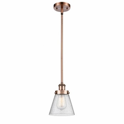 Cone - 1 Light Stem Hung Mini Pendant In Industrial Style-9 Inches Tall and 6 Inches Wide