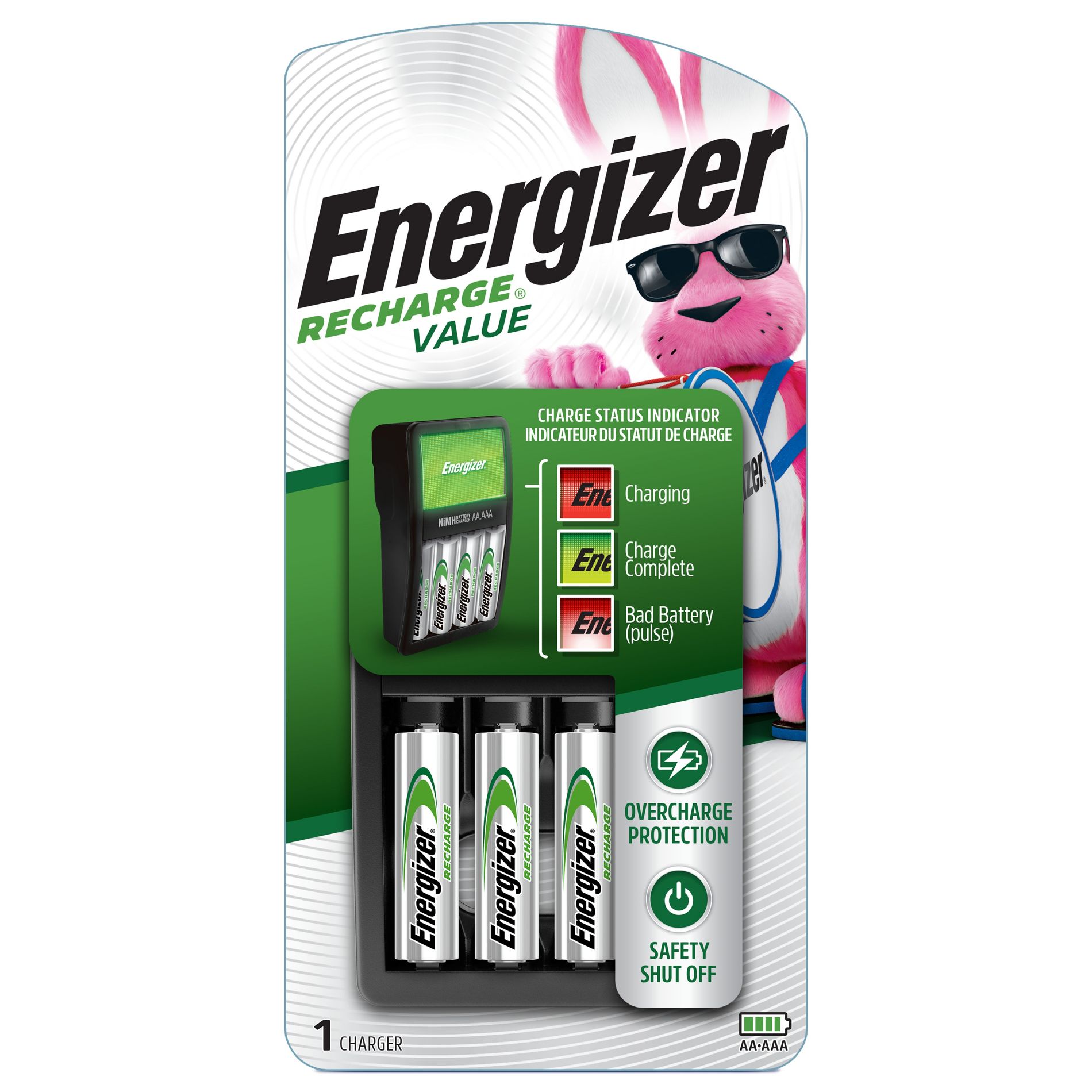 Energizer Recharge Value Charger for NiMH Rechargeable AA and AAA Batteries