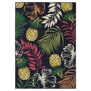 Captiv8e Designs Hilo Tropical Botanical Navy Indoor/Outdoor Rug - 1 of 4